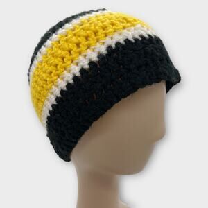 Knit Woven Black white yellow Steelers Beanie Knit Hat Outdoors Unisex Small